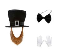 Illkjasfc Abrahams Lincolns Costume Set Hat Beard Necktie Halloween Presidents Day Outfits Lincolns's Birthday Patriotic Costumes Abrahams Lincolns Costume Accessories