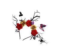 Illkjasfc Bat Butterfly Deer Antlers Headpiece For Halloween Costume Accessories With Simulated Flower Decoration For Women Girls Deer Antlers For Parties