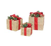 Illkjasfc Christmas Decoration Box Ornament With Bowknot 3pcs Christmas Boxes Present Indoor Outdoor Party Under The Tree