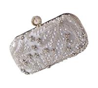 Illkjasfc Delicate Embroidered Evening Bag with Rhinestones Decors Multiple Carrying Option Practical Polyester Special Occasion Essential Beaded Embroidery Evening Purse