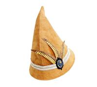 Illkjasfc Enchanting Witch Hat With Delicate Feathered Trim Halloween Party Accessory Flexible Lightweight Polyester Headpiece Halloween Costume Accessory
