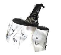 Illkjasfc Halloween Witch Hat Pleated Wizard Caps For Women Girls Wizard Cosplay Costume Accessories Butterfly Pointed Hat Gifts Witch