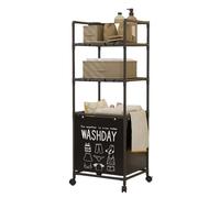 Illkjasfc Multiple Shelf Laundry Storage Basket Sturdy Rolling Hamper With Metal Frame Construction Daily Casual Use Laundry Basket With Wheel