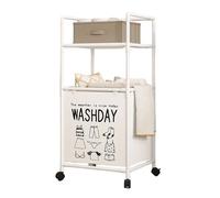 Illkjasfc Multiple Shelf Laundry Storage Basket Sturdy Rolling Hamper With Metal Frame Construction Daily Casual Use Laundry Basket With Wheel