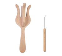 Illkjasfc Natural Wood Double Partial Knitting Weave Novices And Professional Fiber Artists Hand Knitting Fork Tool