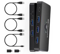 Illkjasfc Portable Double Computer USB3.0 Switching Adapter 5Gbps Rapid File Transfer Compactly ABS Housing Business Travel Companion USB Hubs For Double Computers