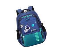 Illkjasfc Roomy Space Themed Childrens Backpack Scratch Proof Oxford Multiple Compartments Books Stationery Bag For Student Astronaut Backpacks For Kids
