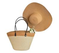 Illkjasfc Stylish Straw Bag for Women with Ample Space Shoulder Purse Bucket Handbag Everyday Use for Daily Essential Outdoor Picnics