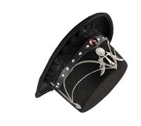 Illkjasfc Victorian Styles Gear Embellished Top Hat With Lace Trim Metal Gears Top Hat Punk Fashion Accessories For Adults Men Gothic Costume Accessory