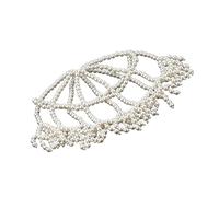 Illkjasfc Woven Pearls Tassels Hat Faux Pearls Embellished Hat Bridal Party Hair Accessory For Elegant Occasion And Parties Luxurious Imitation Pearls Headpiece