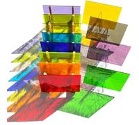 ILLUCKAI 12 Sheets Rainbow Transparent 96 COE Fusing Glass Sheets,4 x 6 inch Assorted Colors Fused Stained Glass Supplies