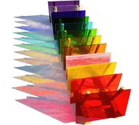 ILLUCKAI 12 Sheets Rainbow Transparent Stained Glass Sheet, 4 x 6 inch Cathedral Glass Stained Glass Supplies, Iridescent Art Glass for Stained Glass Projects and Mosaic Making Crafts