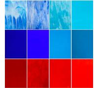 ILLUCKAI 12 Sheets Red and Blue Mixed Transparent 96 COE Glass for Fusing, 6 x 4 inch Fusible Stained Glass Sheets Supplies for Fused Glass Crafts