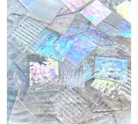 ILLUCKAI 2.2lb Iridescent Clear Stained Glass Scraps Sheets, Irregular Mosaic Glass Pieces for Crafts, Mosaic Tiles for Mosaic Making Projects and Home Decor