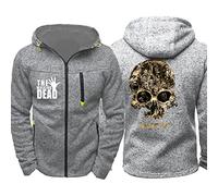 ILLUMAX Classic Zip Hoodie The Walki-ng Dead, Hooded Sweatshirt Jackets with Pockets, Comfort Midweight Hoody for Winter Outdoor Training-Grey 1||XL