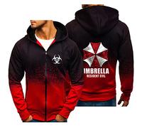 ILLUMAX Zip Up Hoodies for Men Resid.ent Evil, Hooded Tracksuit Sweatshirt with Pockets, Durable G.ym Wear for Adult Running-Red||3XL