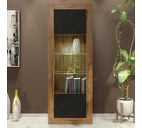Illume 170cm Display Cabinet LED - Oak & Black Matt Doors