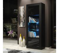 Illume Display Cabinet 170Cm Black With High Gloss Doors And Led Lighting - Creative Furniture