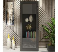 Illume Display Cabinet 170cm - Dark Grey with Gloss Doors
