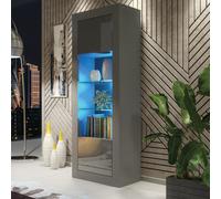 Illume Display Cabinet 170Cm Dark Grey With High Gloss Doors And Led Lighting - Creative Furniture