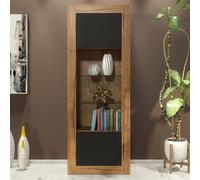 Illume Display Cabinet 170cm - Dark Oak & Black Matt Doors