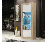 Illume Display Cabinet 170Cm Oak & White With High Gloss Doors And Led Lighting - Creative Furniture