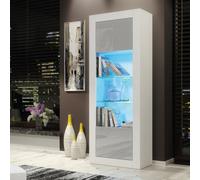 Illume Display Cabinet 170Cm White & Grey With High Gloss Doors And Led Lighting - Creative Furniture