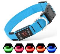 Illumifun LED Dog Collar, USB Rechargeable Light Up Dog Collar Glow in the Dark, Pet Safety Collar Lights for Night Walking Camping (Blue, Medium)