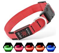 Illumifun LED Dog Collar, USB Rechargeable Light Up Dog Collar Glow in the Dark, Pet Safety Collar Lights for Night Walking Camping (Red, Small)