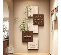 Illuminate 3D Wall Art Decor Clock with LED Light, Simulated Green Plant Decoration Hanging Painting Mural, Wall Sculpture Decoration for Living Room Entryway