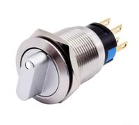 Illuminated 19mm Selector Rotary Switch, LED Light, Stainless Steel 304, 12 24V (Green)