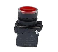 Illuminated 22mm Push Button Switch Momentary With Integral LED Red NB5 XB2 XB5 Spring Return 1Pcs(1NO,220 V)