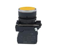Illuminated 22mm Push Button Switch Momentary With Integral LED Yellow NB5 XB2 XB5 Spring Return 1Pcs(1NC,110 V)