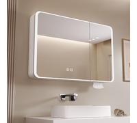 Illuminated Arc Medicine Cabinet with Smart Defogging Mirror LED Lighted Bathroom Storage Modern Sl esign for Stylish and Functional Spaces