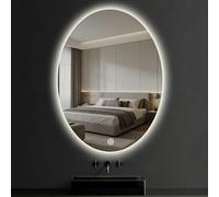 Illuminated Backlit LED Bathroom Mirror, 40x60cm|50x70cm|60x80cm|70x90cm Oval Wall Mirror, Smart Makeup Mirror With Touch Button, 3 Colour Light Dimmable(60x80cm)