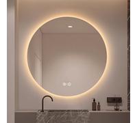 Illuminated Bathroom Mirror 110cm Round Wall Mounted Cosmetic Mirror 3 Color Dimmable Lights Anti Fog Backlit Perfect for Makeup & Grooming (44in)