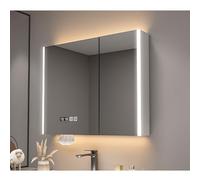 Illuminated Bathroom Mirror Cabinet 80cm White Wall-Mounted Storage with Mirror & Light Stylish Bathroom nizer Modern Vanity Mirror with Built-in LED Light