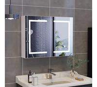 Illuminated Bathroom Mirror Cabinet 80x60 cm Adjustable Shelf WallMounted 3 Color Temperatures Sensor Switch Stylish Storage Solution for Modern Bathrooms