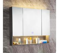 Illuminated Bathroom Mirror Cabinet 90cm Dimmable Wall-Mounted Storage 3 Colors Modern Design for Stylish Bathroom nization and Decor.