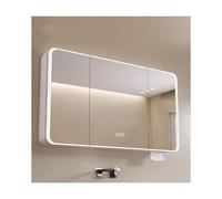 Illuminated Bathroom Mirror Cabinet, Anti-Fog, Dimmable 3-Color Makeup Mirror, Wall-Mounted, White B, 110x70x13cm - Modern Design for Contemporary Bathrooms