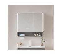 Illuminated Bathroom Mirror Cabinet with Storage WallMounted or BuiltIn SpaceSaving Design Perfect for Above Toilet Gray 80 x 70 cm Modern Vanity Solution.