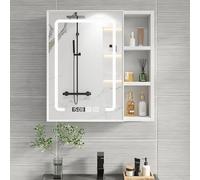 Illuminated BathroomCabinet with AntiFog Mirror WallMounted Sto Time/Temperature Display Sk Design70x10.8x62cm / 28x4.2x24.4in