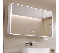Illuminated BathroomCabinetLED AntiFog Waterproof Dimmable Cabinet with Front & Backlight White hfor Modern Bathrooms