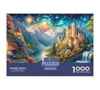Illuminated Castle And Cave by A River Under A Bright Night Sky 1000 Piece Jigsaw Puzzle Dream Building - Educational & Challenging for Kids & Adults 70x50cm/1000pcs