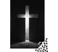 Illuminated Christian Cross 1000-Piece Jigsaw Puzzle for Adults, 38x26cm/1000pcs, Puzzle Gift Idea, Weekend Downtime And Year-Round Leisure