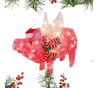 Illuminated Christmas Garden Decor - 2D Pink Pig Garden Statue | Indoor Decoration, Illuminated Christmas Tree Decorations, Home Decor Top Ornament