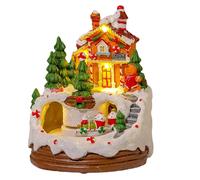 Illuminated Christmas Gingerbread Village House With Train LED Light Music Building Home Tabletop Decor Holiday Display