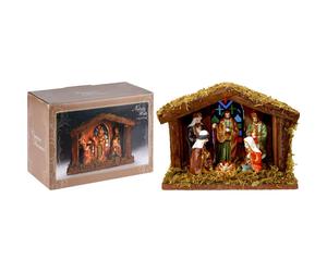 Illuminated Christmas Nativity Scene - Battery Operated Light Up LED Nativity Stable and Figurines Set