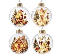 Illuminated Christmas Tree Ornament Christmas Scene Illuminated Baubles | Light Bulb Ornaments' Christmas Tree For Home, Farm, Office, School, Bookstore, Garden, Porch