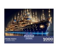 Illuminated Cruise Ship 1000 Piece Jigsaw Puzzle Paper for Adults Night View Puzzle Game for Family Relaxation Gift 38x26cm/1000pcs